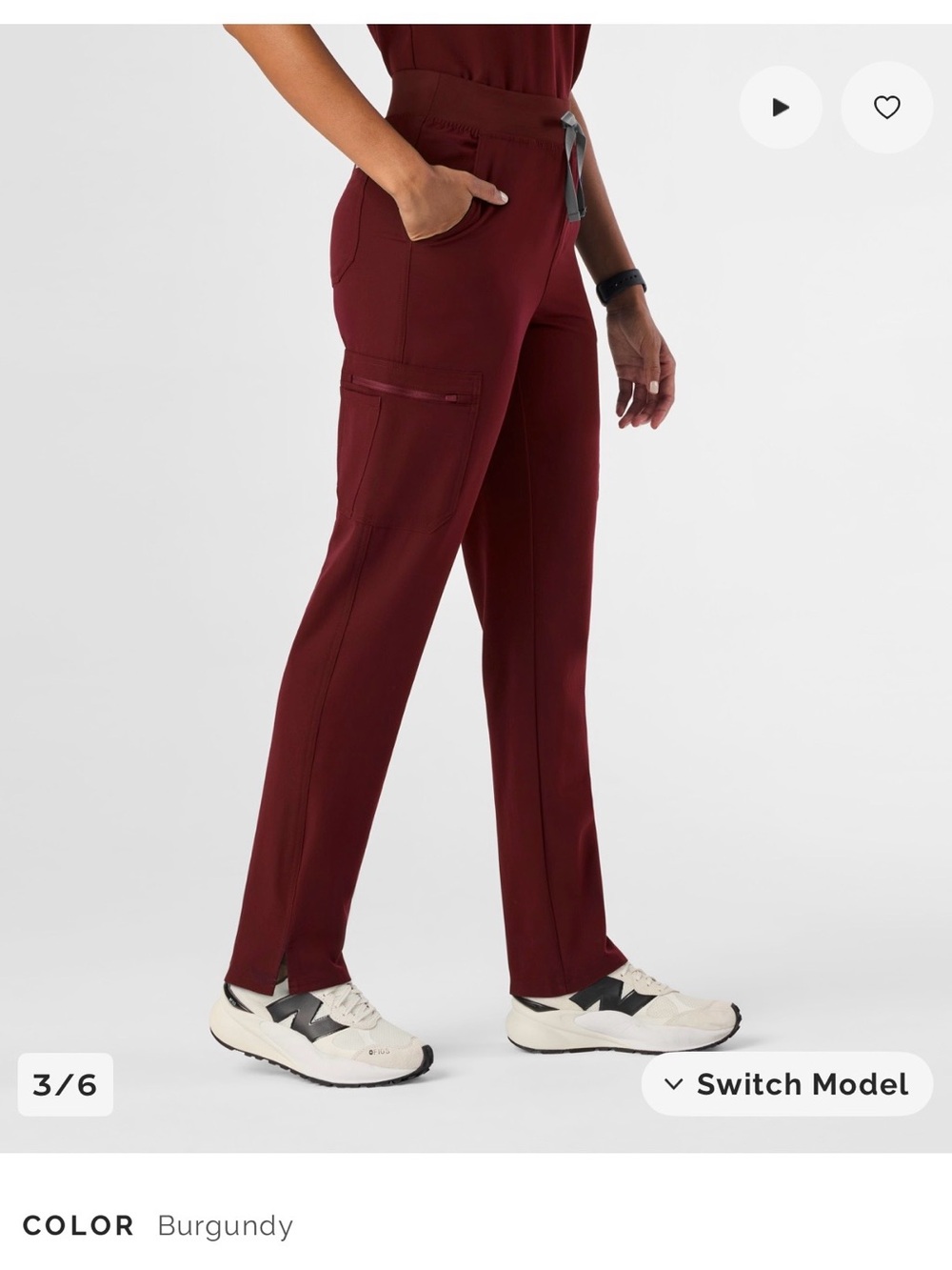 FIGS Women’s Yola High Waisted 2.0 Scrub Pant - Burgundy Size Small